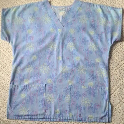 Simply Basic ~ Floral Design ~ Size Small ~ Scrub Top - Image 1 of 4