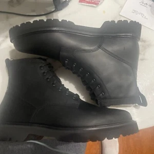NIB New Cole Haan Men's American Classics Black On Black Plain Toe Boots Sz8.5 - Picture 1 of 10