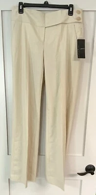 Nuevo con etiquetas Pantalones Mujer Robert Rodriguez Doble Pestaña Lateral Pierna Ancha Beige Talla 8 Foto 1 de 4