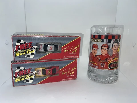NASCAR Busch Series Slim Jim Racing #44 Glass Beer Stein 2000 & 2 Mini Die Cast Cover
