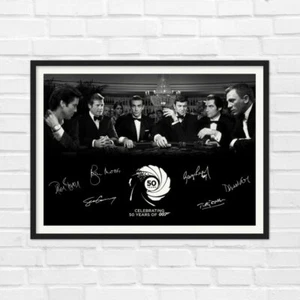 Marco de póster de arte de pared firmado de James Bond para casino con impresión - Imagen 1 de 7