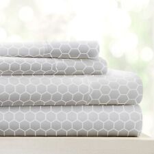 Linen Market 4 Piece Full Bedding Sheet Set (Gray Geometric) - Sleep Better T...
