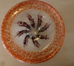 WMF IKORA Glas Schale von Karl Wiedmann um 1930 - 35 CM - orange/ braun - Bild 1 von 8