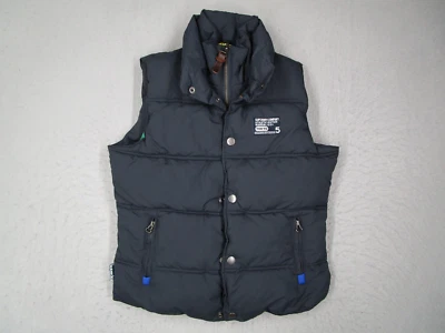 Superdry Chaleco Mujer Grande Azul Cremallera Completa Puffer Chaleco Trabajo Exterior Gorpcore Foto 1 de 4