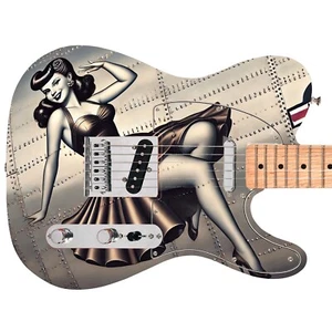 Calcomanía adhesiva de vinilo para guitar-bajo envolturas de piel personalizadas 'The Vintage War Pin Up Girl' - Imagen 1 de 6