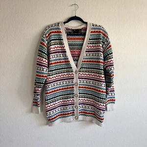 LizSport Vintage Fair Isle Oversized Cottagecore Cardigan Pullover Oma Small - Bild 1 von 11