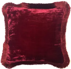 Anke Drechsel Kissen PLAIN Rot Franzen Wine Rot Seiden Samt Wine Red - Bild 1 von 18