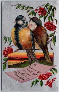 Vintage Shall Be Near In Loving Thoughts Vögel Panoramablick Sonnenuntergang 1910er Postkarte - Bild 1 von 2