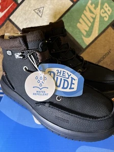 Hey Dude Bradley Eco Leather Boot Water Repellent Black Size 9 Men’s - Picture 1 of 7