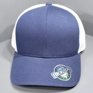 Nuevo BK Gorras Azul Oscuro Blanco Malla Ajustable Snapback Trucker Sombrero Gorra en Blanco - Imagen 1 de 8