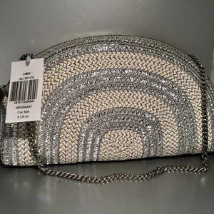 NWT ERIC JAVITS CROISSANT METALLIC RAFFIA CLUTCH BAG - Picture 1 of 12