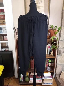 Ann Taylor Loft Petite Jogger Pants Women's XSP, Black, Elastic Drawstring Waist - Picture 1 of 8