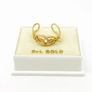 Genuine 9ct Yellow Gold Cutout Celtic Pattern Toe Ring One Size Fits All - Picture 1 of 1