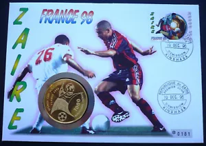 Numis Letter Zaire Football World Cup 1998 Coin 1000 N.Zaires 925 Silver PP Started - Picture 1 of 3