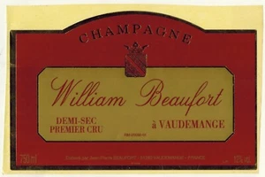 Etiquette Champagne-1°Cru-demi-sec(750ML)/W.Beaufort-Vaudemange(51)-R.330 - Imagen 1 de 1