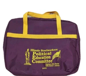 Vintage Tragetasche Illinois Stahlarbeiter Komitee für politische Bildung USWA Union Retr - Bild 1 von 5