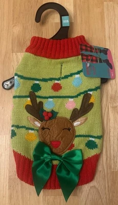 Merry Makings Oh, Deer Dog Sweater, XXS - Image 1 of 4