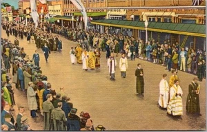 1940s TARPON SPRINGS Florida Linen Postcard "EPIPHANY DAY" Greek Orthodox Church - Picture 1 of 2