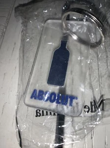 ABSOLUT VODKA NEW Key Chain Blue Text & Image Of Bottle-Alcohol Collectible - Picture 1 of 2