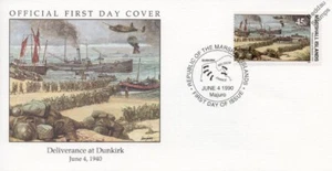 1940 Deliverance at DUNKIRK BEACH EVACUATION Soldiers & Ships WWII Stamp FDC #2 - Picture 1 of 3