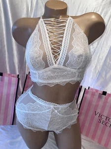 Victorias Secret Very Sexy Bra Bralette Set Lacey High Neck Stunning - Picture 1 of 4
