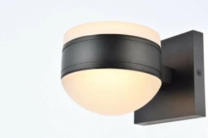 LED OUTDOOR BLACK PORCH WALKWAY PATIO YARD 2 LIGHT FIXTURE EXTERIOR WALL SCONCE - Picture 1 of 7