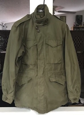 FIELD JACKET, M-1943, OLIVE DRAB, GI SURPLUS, 34L, 1944 ISSUE, WWII COLLECTIBLE! - Image 1 of 4
