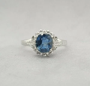 Ladies 18ct White Gold Oval Cut Sapphire & Diamond Ring SizeN Preloved VAL $2200 - Picture 1 of 12