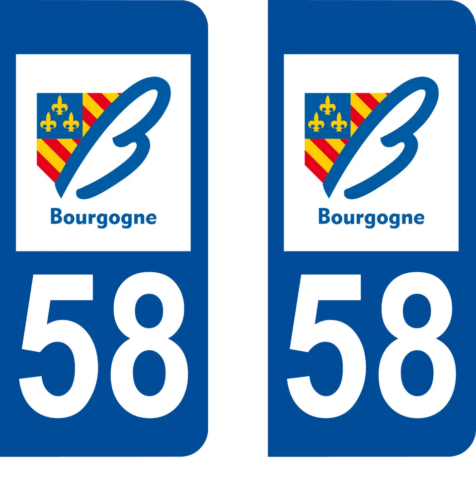 SAFIRMES Département 58 sticker 2 autocollants style immatriculation AUTO PLAQUE