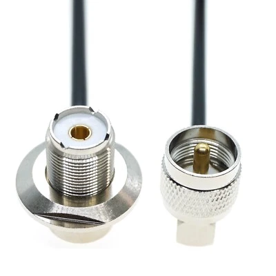 UHF Female SO239 90° to PL259 UHF male RA RG58 Coaxial Connector Cable Coax lot - Image 1 of 4