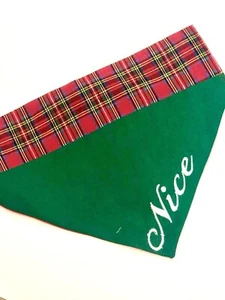 Nice and Naughty xmas dog bandana/ red/ green/ plaid - Foto 1 di 5