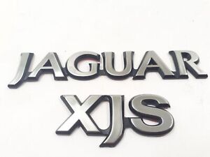 NEW Silver "Jaguar" and "XJS" Trunk Badge Emblem set of 2 fits XJS 1992 - 1996 