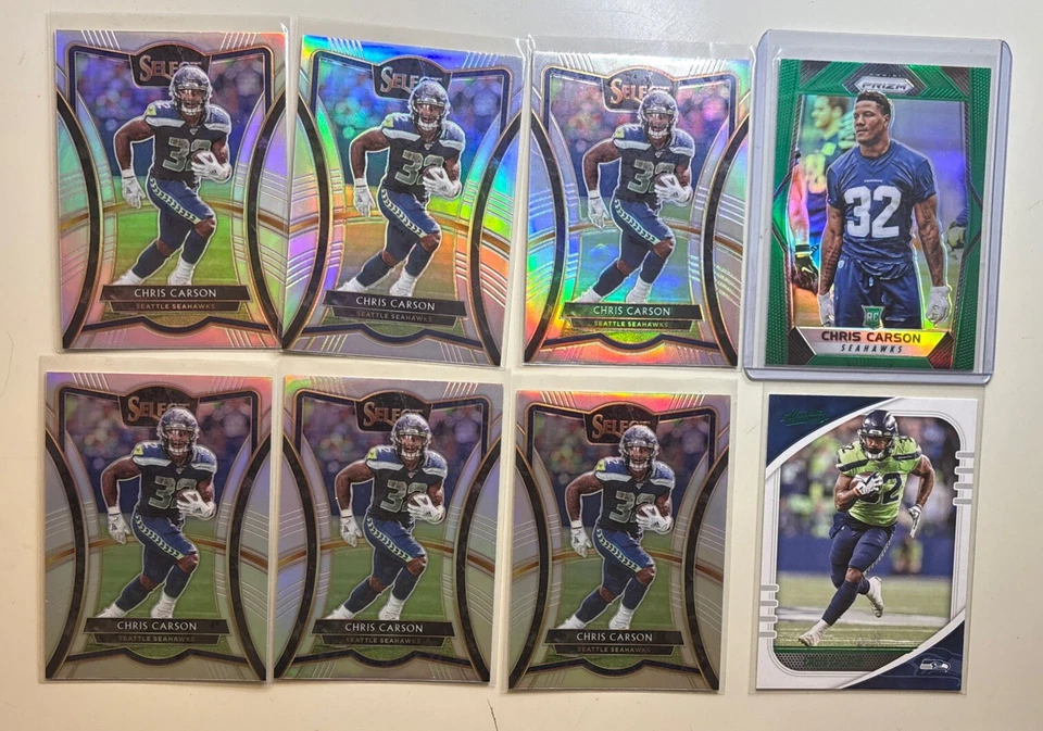 Panini Chris Carson Lot Of 8 SP Insert Cards - Seattle Seahawks - SEND OFFERS - Image 1 of 1