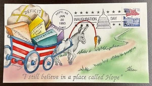 2609 Ham/Wendy hand painted Bill Clinton Inauguration Day Jan 20, 1993 Cover  - Picture 1 of 2