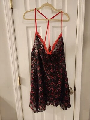 Secret Treasures Stretch Lace Nightgown Nightie Size 3X (22W-24W) Black Red - Image 1 of 4
