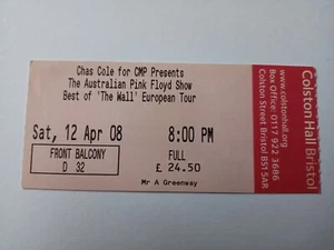 The Australian Pink Floyd Colston Hall Bristol Gig Concert Used Ticket 2008 - Imagen 1 de 2