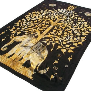 Tree Elephant Tapestry Indian Wall Hanging Bohemian Hippie Bedspread Throw Decor - Picture 1 of 2