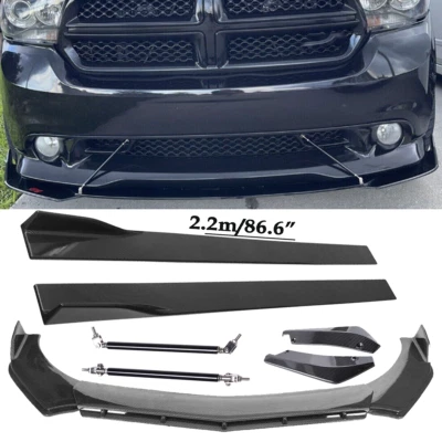 Carbon Fiber Front Bumper Lip Splitters Side Skirt Strut Rod For Dodge Durango - Image 1 of 4