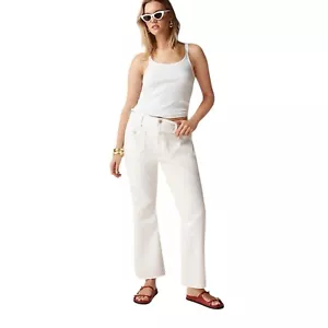 J Crew White Sailor Mid Rise Relaxed Demi Boot Jeans Damen Größe 27 Goldknöpfe - Bild 1 von 17