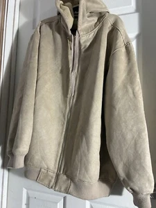 Vintage God Body Hoodie Herren XXL Jacke Fleece Full Zip Kapuzenpullover hellbraun - Bild 1 von 11