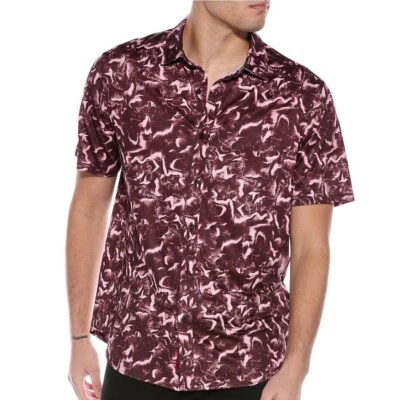 NEW Robert Graham Performance Button Up Shirt Wick UV Burgundy Brogan Knit Large - Image 1 of 4