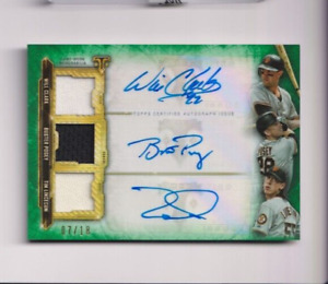 WILL CLARK BUSTER POSEY TIM LINCECUM 2020 TOPPS TRIPLE THREADS PATCH AUTO #D /18