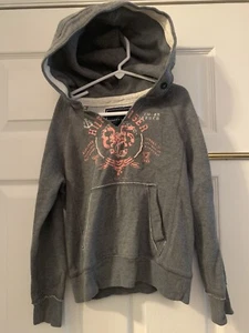 Tommy Hilfiger Girls Hooded Sweatshirt Gray w/ Pockets Pullover Hoodie Small 6-7 - Picture 1 of 14