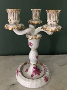 Herend~3 ARM RASPBERRY CHINESE BOUQUET CANDELABRA~Hungary - Picture 1 of 5