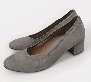 Vionic Natalie Damen-Slipper hellgrau Veloursleder niedriger Blockabsatz runde Spitze US 8  - Bild 1 von 11