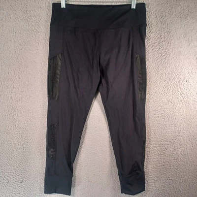 Womens Black Yoga Leggings Size Large Stretch Compression Gym Exercise Workout - Image 1 of 4