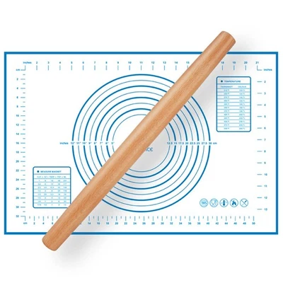 Rodillo francés de madera para hornear, rodillo de masa de madera con hornear de silicona... Foto 1 de 4