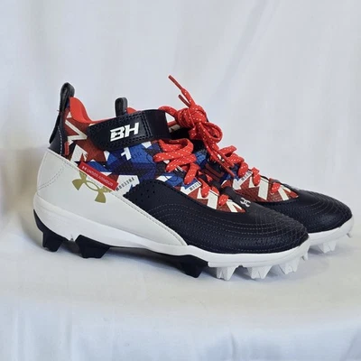 NWT Under Armour Bryce Harper Baseball Cleats Boys Size 3Y USA Kids Strap Lace - Image 1 of 4