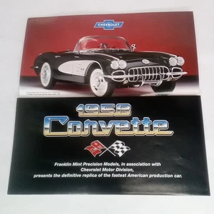 Franklin Mint Brochure Only 1958 Chevrolet Corvette Chevy Collectible Model Car - Picture 1 of 5