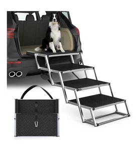 Rampa per cani extra larga (20") 4 gradini pieghevole antiscivolo alluminio 250 libbre max scatola aperta  - Foto 1 di 3